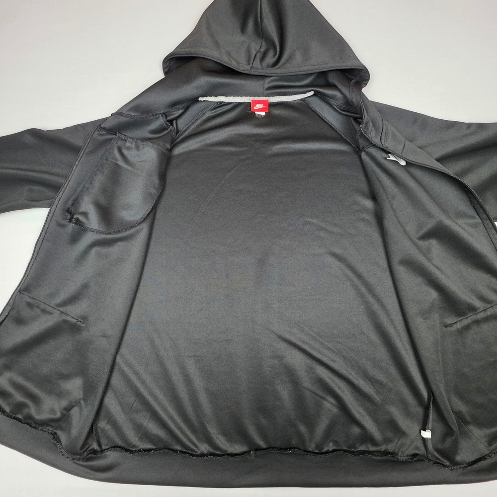 Nike Full Zip Fleece Hoodie Mens XL Black Raglan Sleeve Polyester Blend - Picture 10 of 10